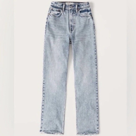 Abercrombie & Fitch 90’s Straight Ultra High Rise Acid Wash Jeans 37 / 24 - Picture 4 of 11
